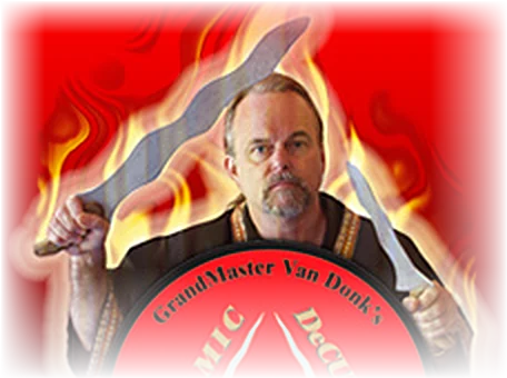 GrandMaster Richard Van Donk with Eskrima blades
